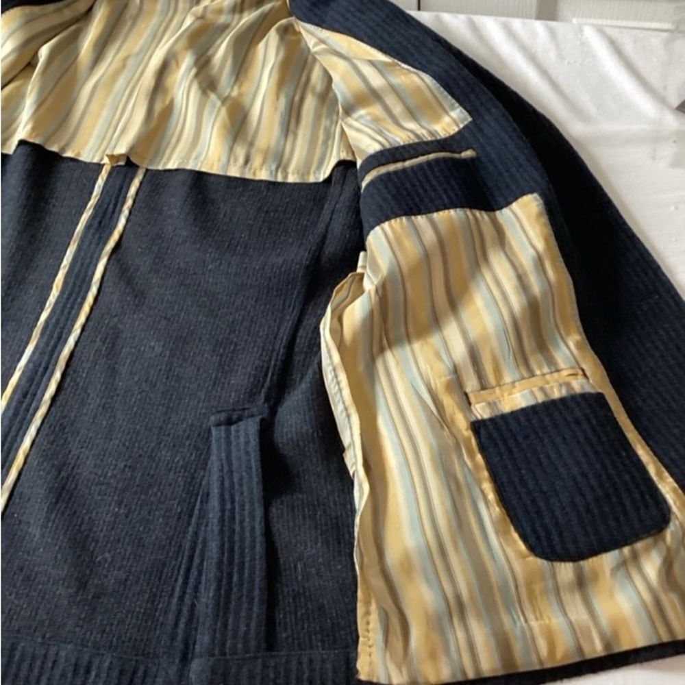 Kroon Sports Coat Jacket Men’s Color Blue Size 40R Black Stripes Three button - Picture 6 of 12